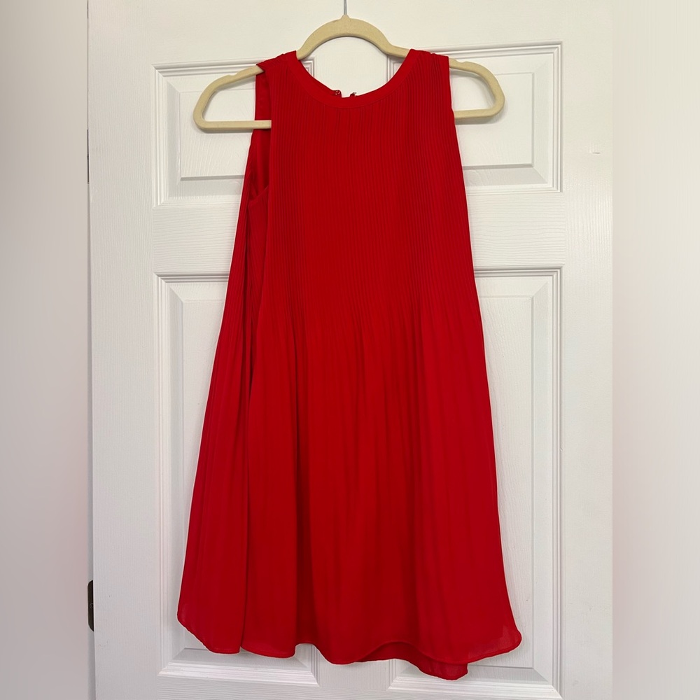 LOFT Red pleated dress